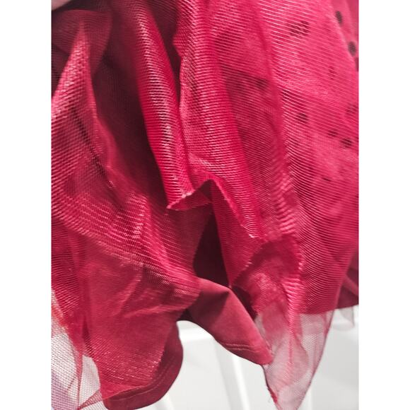 Draper James Maroon Red Whimsy Goth Dark Romantic Tulle Polka Dot Skirt Tutu L - Picture 4 of 8